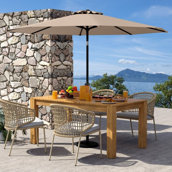 Costway Ombrellone da esterno con manovella 8 stecche robuste, Ombrellone da giardino 300 cm Marrone