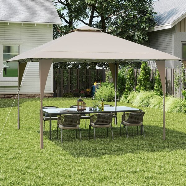 Costway Tenda da gazebo con tetto ventilato e borsa per il trasporto, Riparo istantaneo regolabile 390 x 390 cm Khaki