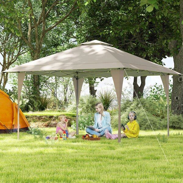 Costway Tenda da gazebo con tetto ventilato e borsa per il trasporto, Riparo istantaneo regolabile 390 x 390 cm Khaki