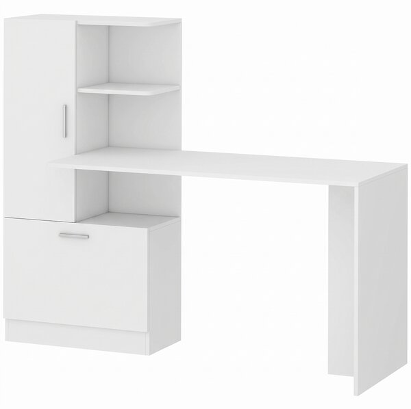 HOMCOM Scrivania per Computer con Libreria e Armadietto, 150 cm, Bianco | Aosom Italy