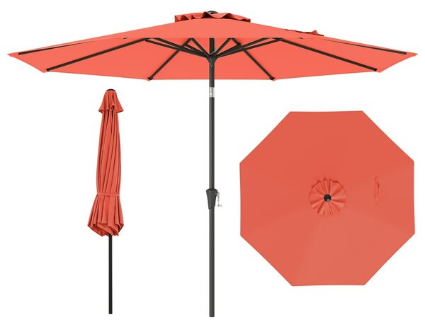 Costway Ombrellone da esterno con manovella 8 stecche robuste, Ombrellone da giardino 300 cm Arancia