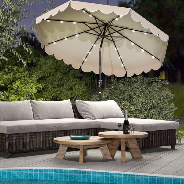 Costway Ombrellone da mercato pesante per giardino piscina terrazza spiaggia prato, Ombrellone da patio solare Beige