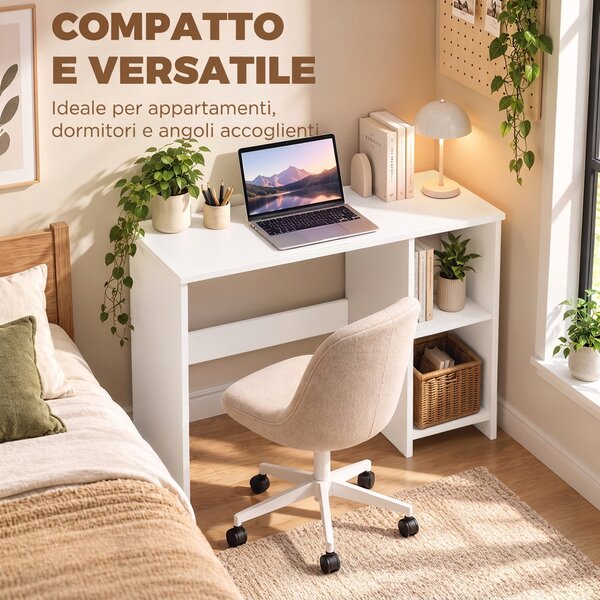 HOMCOM Scrivania per Computer con 2 Ripiani Aperti, 80 cm, Bianco | Aosom Italy