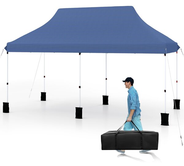 Costway Gazebo pieghevole e portatile da esterno con borsa da trasporto, Rifugio per ombra istantanea per feste 300 x 600 cm Blu