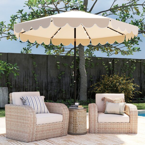 Costway Ombrellone da mercato pesante per giardino piscina terrazza spiaggia prato, Ombrellone da patio solare Beige