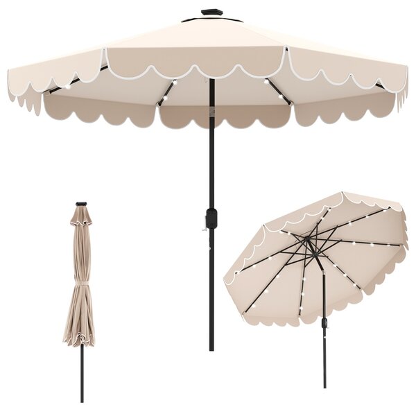 Costway Ombrellone da mercato pesante per giardino piscina terrazza spiaggia prato, Ombrellone da patio solare Beige