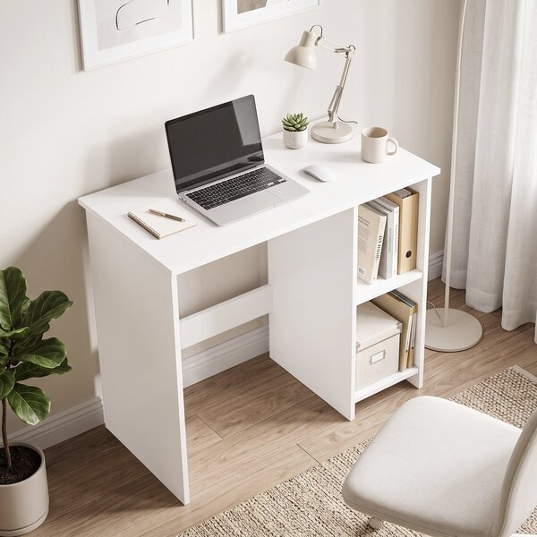HOMCOM Scrivania per Computer con 2 Ripiani Aperti, 80 cm, Bianco | Aosom Italy