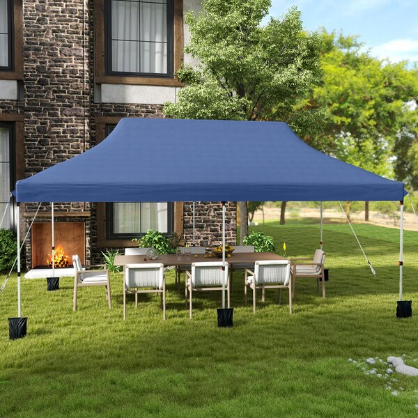 Costway Gazebo pieghevole e portatile da esterno con borsa da trasporto, Rifugio per ombra istantanea per feste 300 x 600 cm Blu
