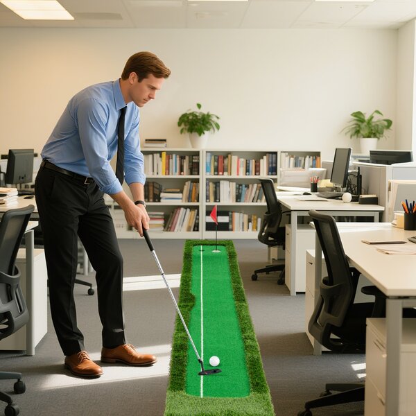 Costway Tappetino da golf per interno ed esterno, Tappeto di pratica da golf con erba sintetica Verde
