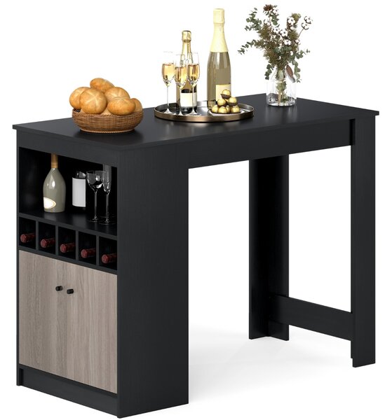 Costway Tavolo da bar di angolo colazione alto da cucina con scomparti aperti, Armadietto contenitore e ripiano regolabile