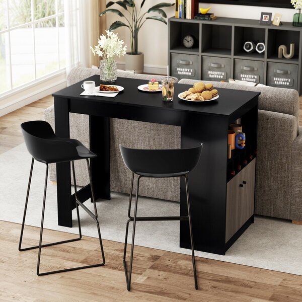 Costway Tavolo da bar di angolo colazione alto da cucina con scomparti aperti, Armadietto contenitore e ripiano regolabile