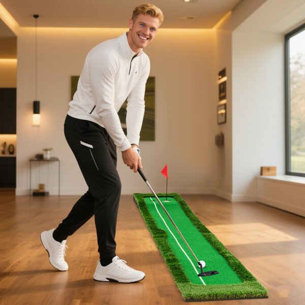 Costway Tappetino da golf per interno ed esterno, Tappeto di pratica da golf con erba sintetica Verde