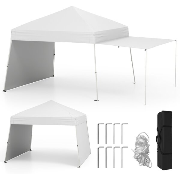 Costway Tenda gazebo con pareti laterali convertibili in tenda da sole, Rifugio solare da esterno pieghevole Bianco