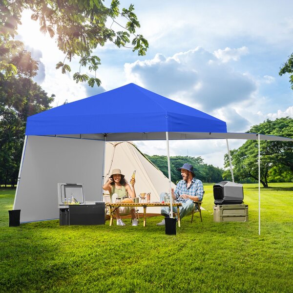 Costway Tenda gazebo con pareti laterali convertibili in tenda da sole, Rifugio solare da esterno pieghevole Blu