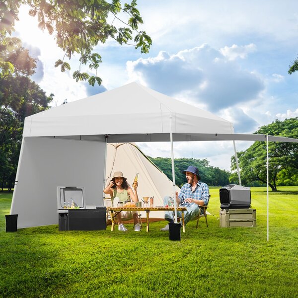 Costway Tenda gazebo con pareti laterali convertibili in tenda da sole, Rifugio solare da esterno pieghevole Bianco
