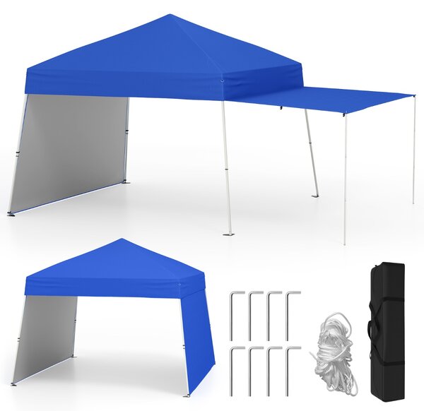 Costway Tenda gazebo con pareti laterali convertibili in tenda da sole, Rifugio solare da esterno pieghevole Blu
