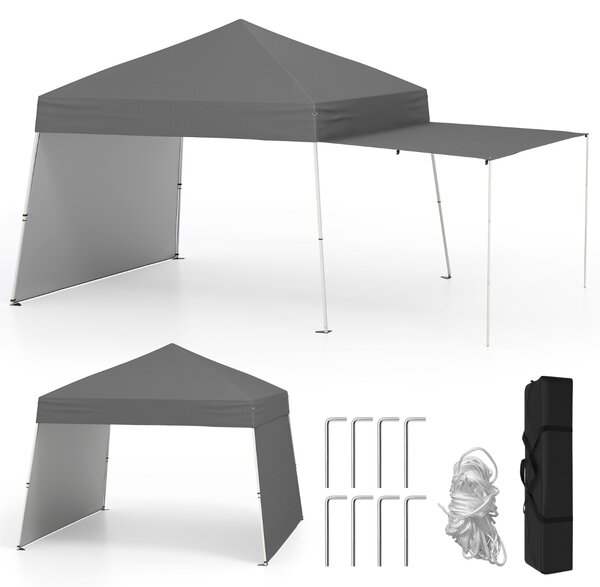 Costway Tenda gazebo con pareti laterali convertibili in tenda da sole, Rifugio solare da esterno pieghevole Grigio