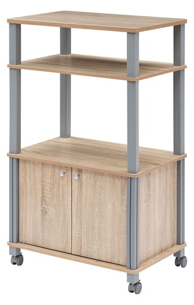 Costway Carrello da cucina con ripiani e armadietto, Carrello portavivande per microonde 60 x 40 x 98 cm Naturale
