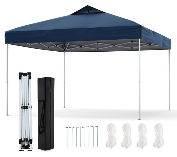 Costway Gazebo pieghevole per patio all'aperto con blocco centrale, Gazebo pop-up da 295 x 295 cm Blu scuro