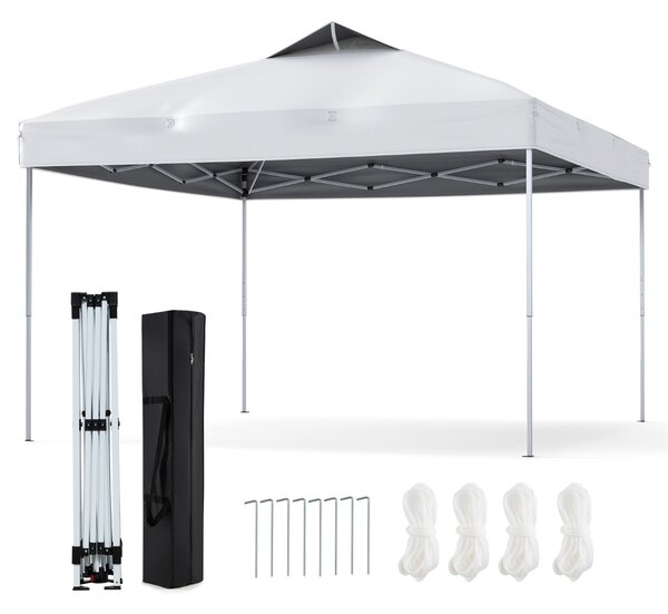 Costway Gazebo pieghevole per patio all'aperto con blocco centrale, Gazebo pop-up da 295 x 295 cm Bianco