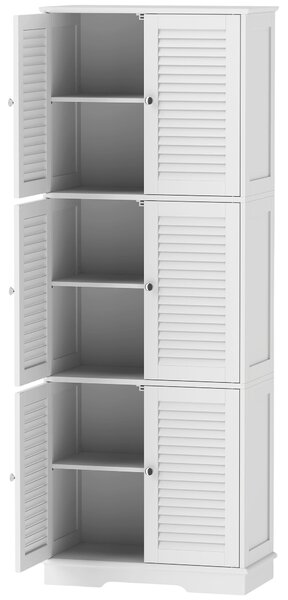 HOMCOM Armadio Bagno Alto Salvaspazio con Ante a Persiana, Bianco | Aosom Italy
