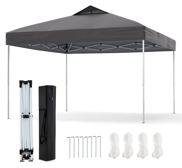 Costway Gazebo pieghevole per patio all'aperto con blocco centrale, Gazebo pop-up da 295 x 295 cm Grigio
