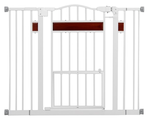 Costway Cancello per cani espandibile in metallo per ingressi con porta piccola, Cancello per animali extra largo Bianco