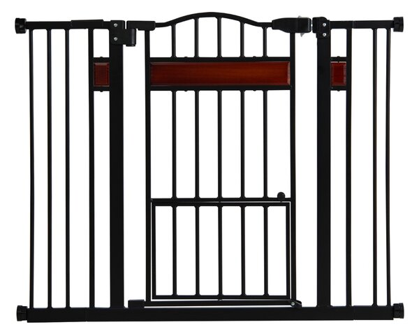 Costway Cancello per cani espandibile in metallo per ingressi con porta piccola, Cancello per animali extra largo Nero