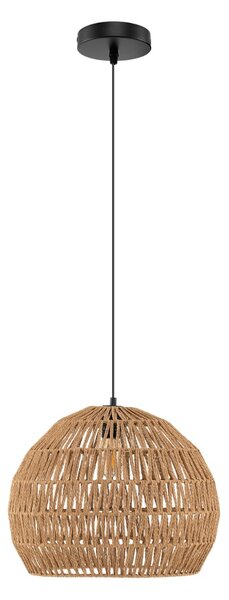 Costway Lampada a sospensione intrecciata in carta per cucina camera da letto, Lampadario boho con altezza regolabile Marrone