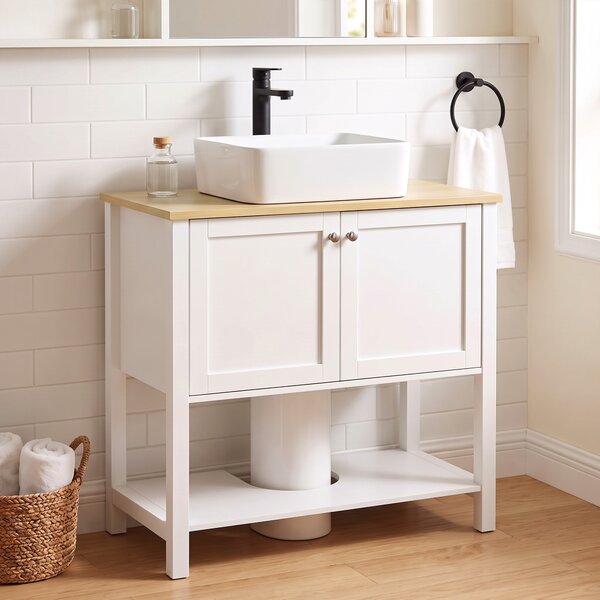 HOMCOM Mobile Sottolavabo da Bagno con 2 Ante e Ripiano Aperto, Bianco | Aosom Italy
