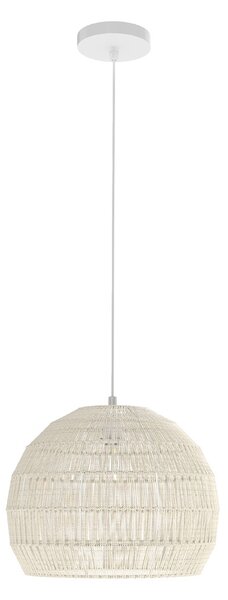 Costway Lampada a sospensione intrecciata in carta per cucina camera da letto, Lampadario boho con altezza regolabile Beige