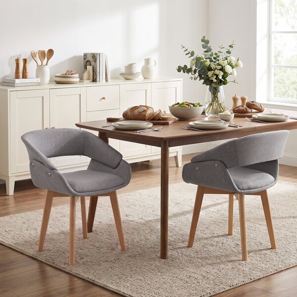 HOMCOM Set 2 Sedie da Pranzo Ergonomiche in Tessuto Grigio Chiaro | Aosom Italy