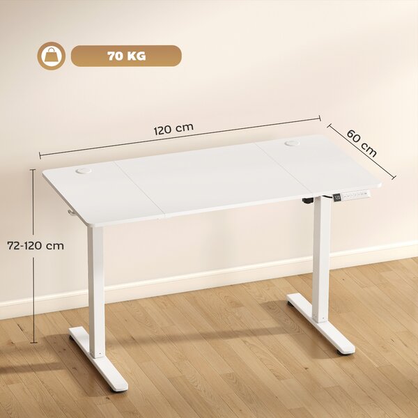 HOMCOM Scrivania Elettrica Regolabile con Display LCD 120x60 cm Bianco | Aosom Italy