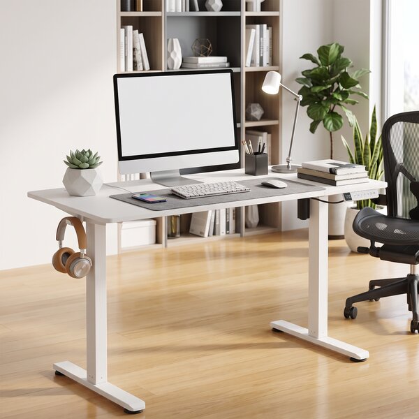 HOMCOM Scrivania Elettrica Regolabile con Display LCD 120x60 cm Bianco | Aosom Italy