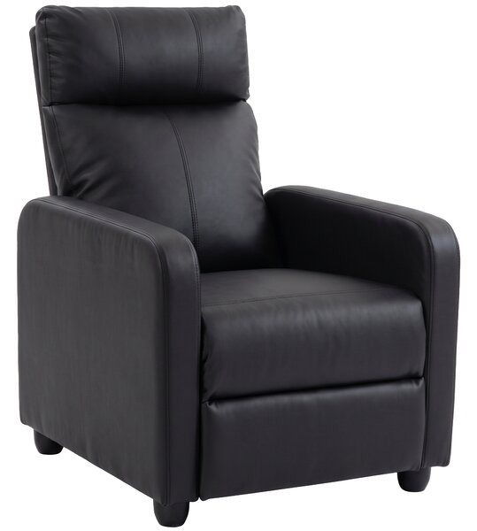HOMCOM Poltrona Relax Reclinabile Manuale 155° con Poggiapiedi in Pelle PU per Soggiorno e Camera da Letto, Nero | Aosom Italy