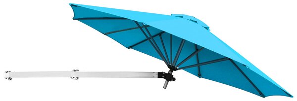 Costway Ombrellone da muro per giardino inclinabile con asta regolabile, Ombrellone decentrato da parete 244cm azzurro
