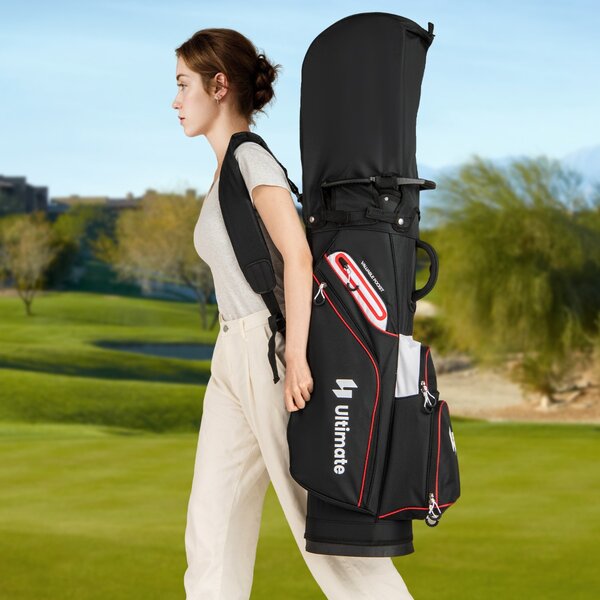 Costway Organizzatore portatile per mazze da golf con tasca frigo per uomo e donna, Borsa da golf per carrello con 14 scomparti Nero