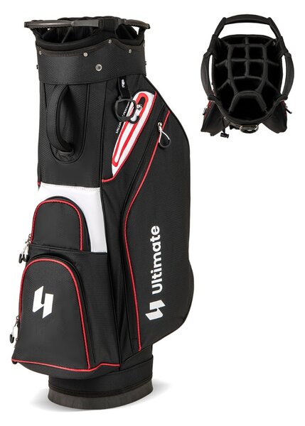 Costway Organizzatore portatile per mazze da golf con tasca frigo per uomo e donna, Borsa da golf per carrello con 14 scomparti Nero