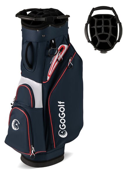 Costway Organizzatore portatile per mazze da golf con tasca frigo per uomo e donna, Borsa da golf per carrello con 14 scomparti Blu Scuro