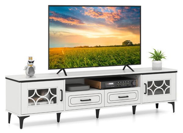 Costway Mobile TV in legno per televisori fino a 80" consolle media per soggiorno, Mobile TV centro di intrattenimento da 180,5 cm Bianco