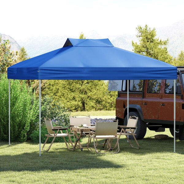 Costway Gazebo pieghevole per patio all'aperto con blocco centrale, Gazebo pop-up da 295 x 295 cm Blu
