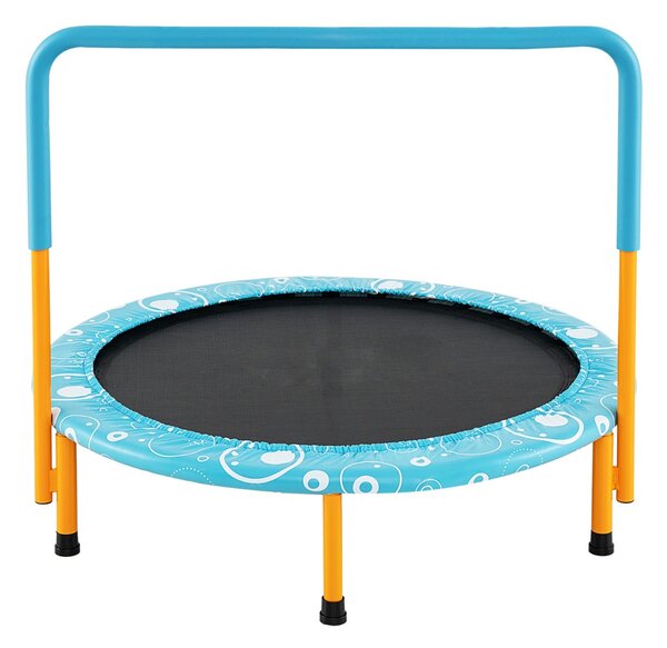 Costway Trampolino per bambini con copertura di sicurezza e maniglia, Tappeto elastico pieghevole 92x92x80,5cm Azzurro