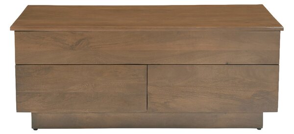 Tavolino rialzabile rettangolare in legno scuro di mango massiccio L102 cm NEXO