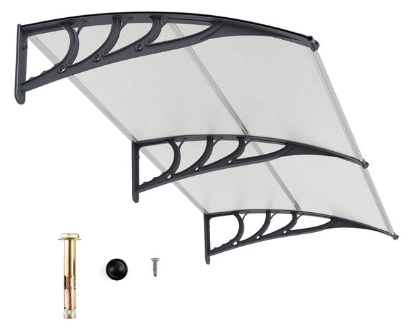 Costway Tettoia per porta per protezione da sole pioggia neve, Tettoia per porta finestra in alluminio 199x99cm Trasparente