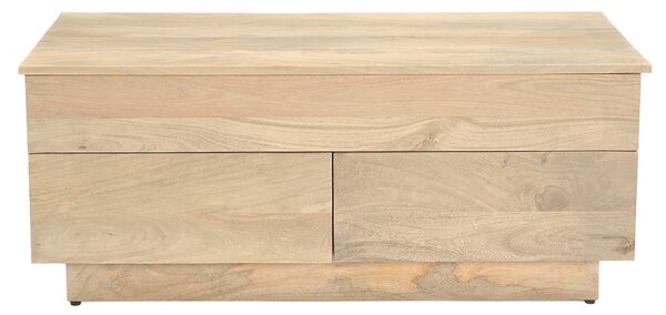 Tavolino elevabile rettangolare in legno chiaro di mango massiccio L102 cm NEXO