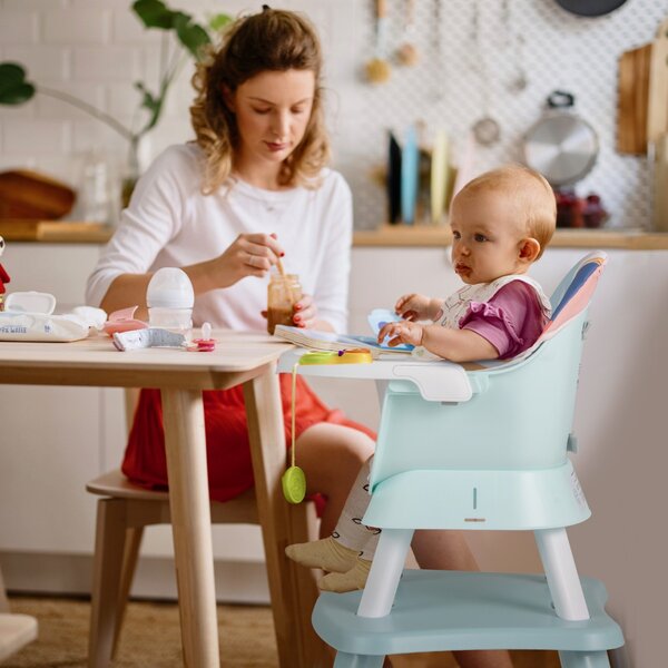 Costway Seggiolone per neonati con imbracatura a 5 punti cuscino rimovibile, Seggiolone per bambini convertibile Colorato