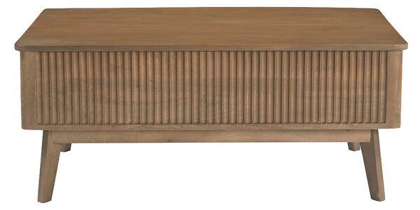 Tavolino basso rettangolare sollevabile in legno scuro massello di mango L100 cm ALDA