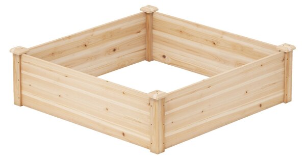 Costway Letto da giardino rialzato legno pesterni verdure frutta e erbe, Fioriera quadrata con base aperta Naturale