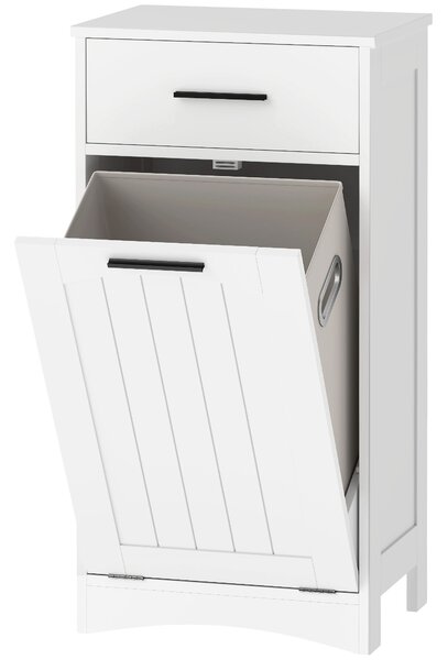 HOMCOM Mobile Portabiancheria con Cassetto e Scomparto a Ribalta, per Lavanderia e Bagno, 42x30x82 cm, Bianco | Aosom Italy
