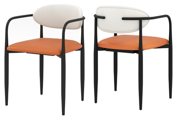Costway Sedie da cucina rivestite in pelle sintetica con sedile imbottito, Sedia da pranzo set di 2 sedie da pranzo moderne Arancione